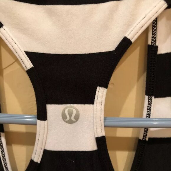 Lululemon Cool Racerback Stripe Black White Size 2 - Picture 3 of 7
